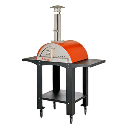 WPPO Karma 25 colored wood-fired pizza oven with stand cart