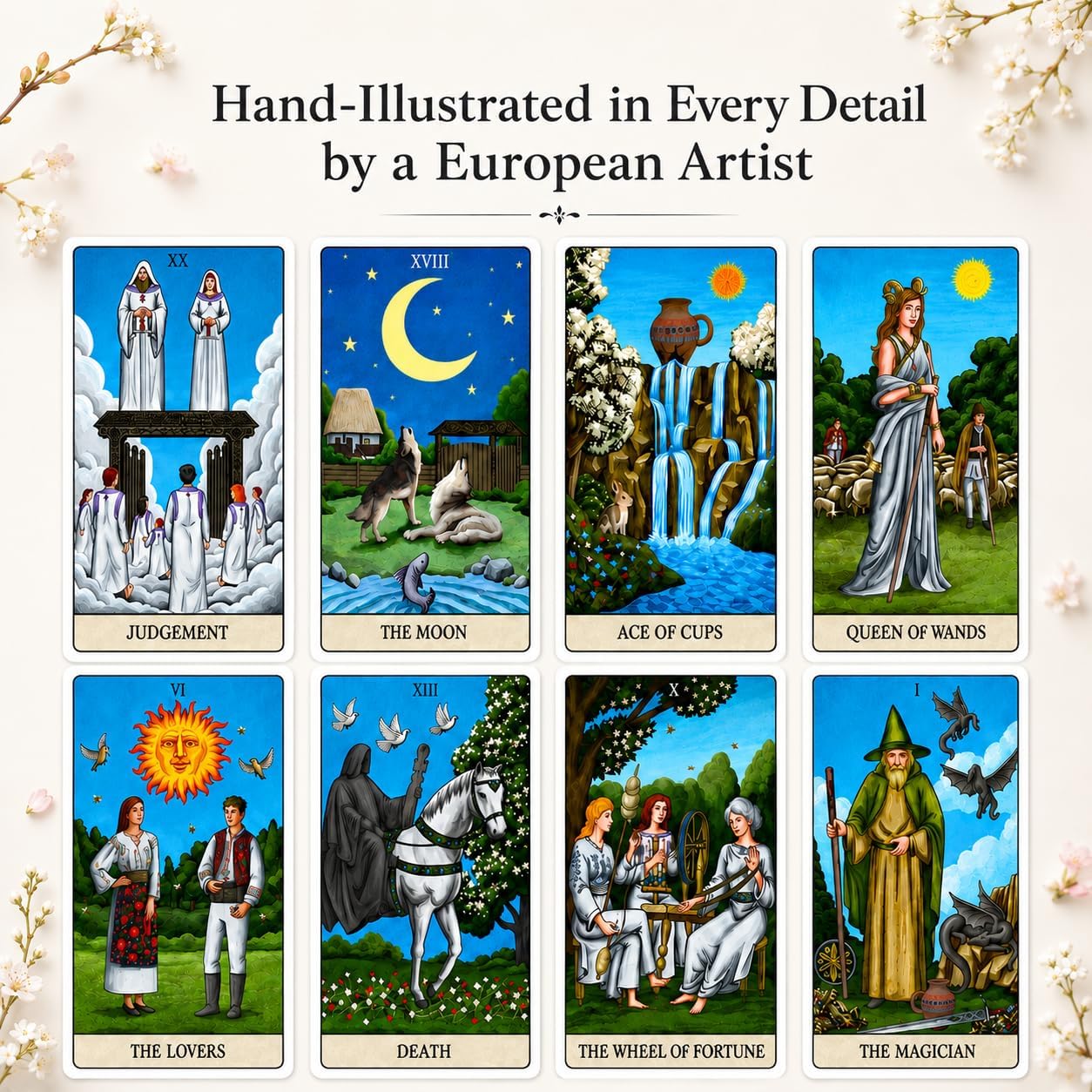 Geras Tarot Cards Deck with Guidebook, 78 Original Tarot Cards Inspired by East European Folklore