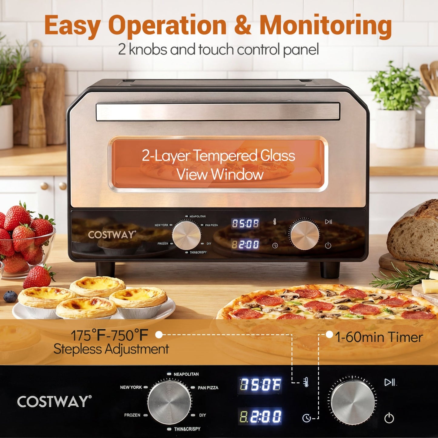 Indoor Countertop Electric Pizza Oven (12″)