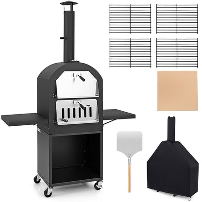 Outdoor Pizza Oven with Cover & Grill Racks