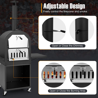 Outdoor Pizza Oven with Cover & Grill Racks