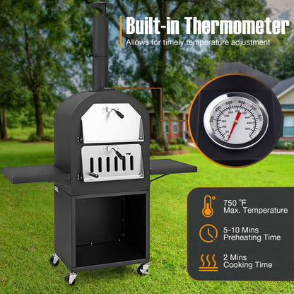 Outdoor Pizza Oven with Cover & Grill Racks