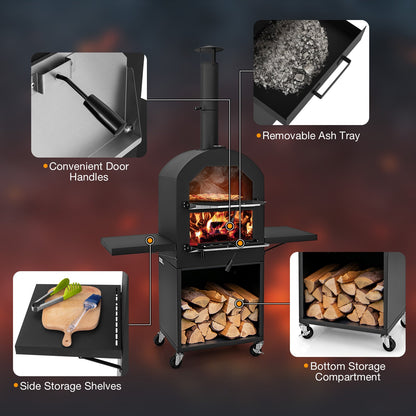 Outdoor Pizza Oven with Cover & Grill Racks
