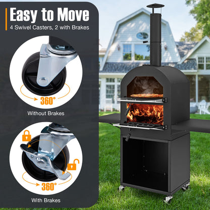 Outdoor Pizza Oven with Cover & Grill Racks
