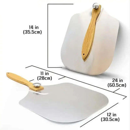Stainless Steel Aluminum Folding Pizza Spatula Baking Tool Cake Transfer with Foldable Oak Handle
