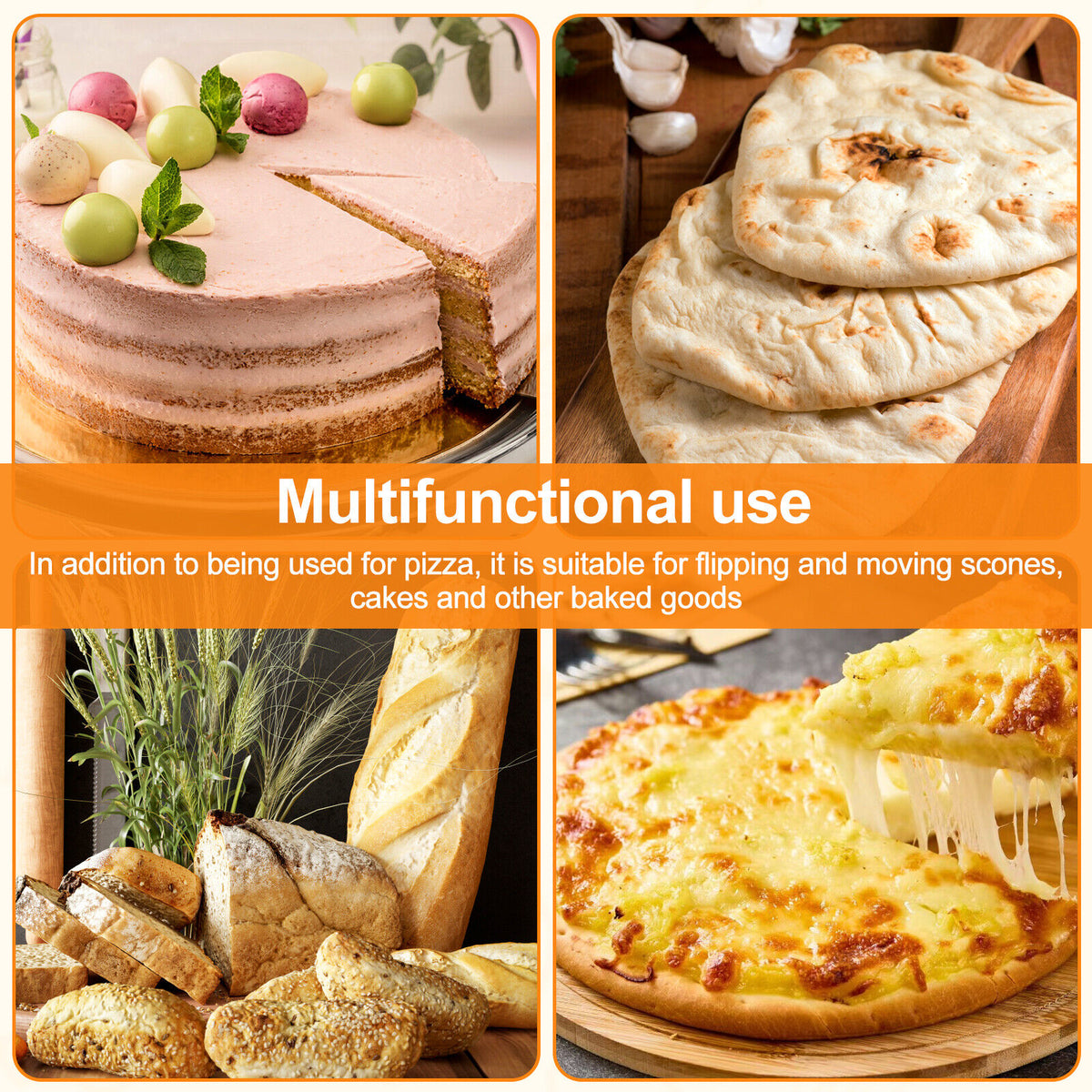 12inch Pizza Peel Aluminium Alloy Pizza Shovel with Handle Non-Stick