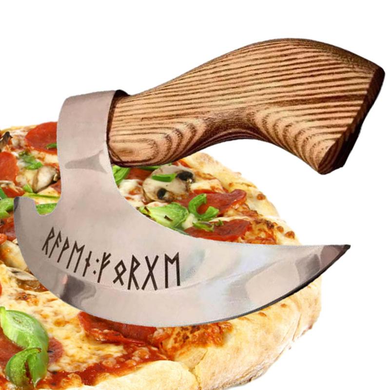 Axe Pizza Cutter Pizza Cutting Axe With Sharp Blades Viking Steel Pizza Axe With Wooden Handle Pizza Cutter Axe Rust Proof - Geras Club 0