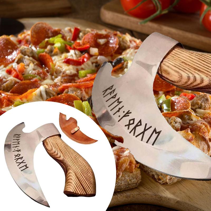 Axe Pizza Cutter Pizza Cutting Axe With Sharp Blades Viking Steel Pizza Axe With Wooden Handle Pizza Cutter Axe Rust Proof - Geras Club 0