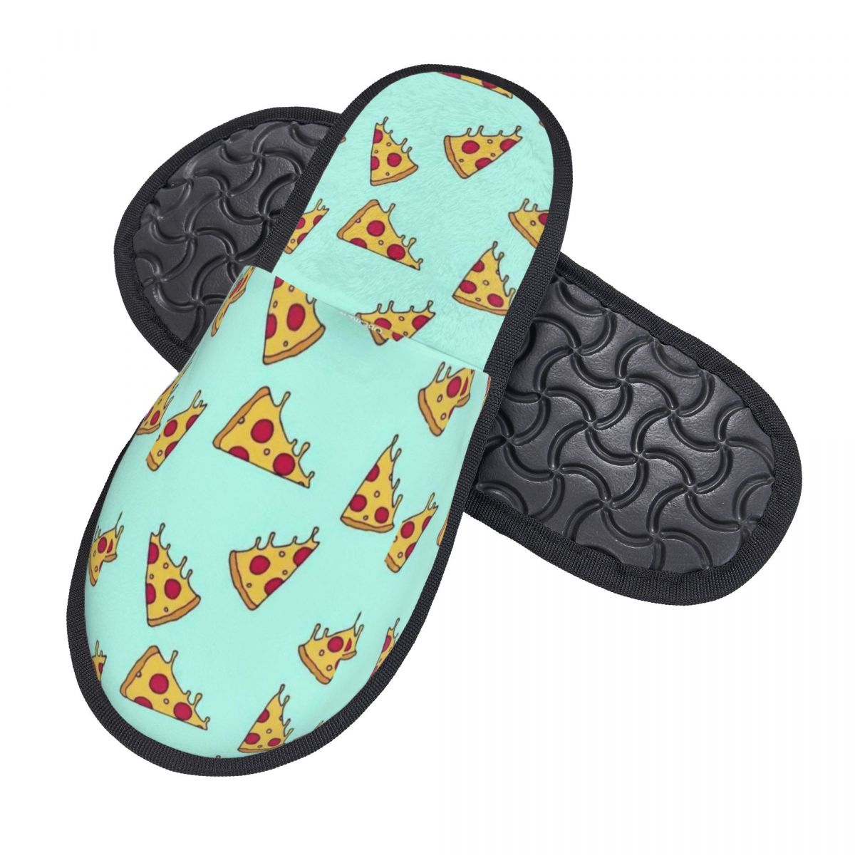 Men Women Plush Indoor Slippers Pizza Green Warm Soft Shoes Home Footwear Autumn Winter 2023 - Geras Club 0