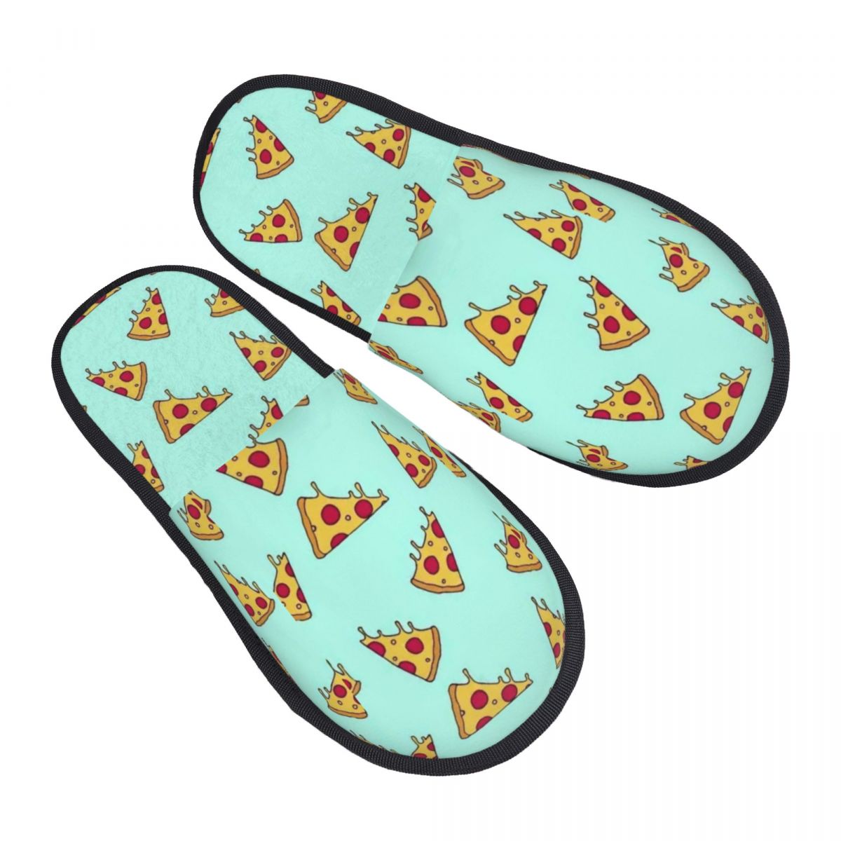 Men Women Plush Indoor Slippers Pizza Green Warm Soft Shoes Home Footwear Autumn Winter 2023 - Geras Club 0