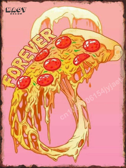 Neon Burger Pizza Metal Tin Sign Poster Painting Picture Art Wall Aesthetic Room Decor Home Decoration Print Metal Plates Mural - Geras Club 0