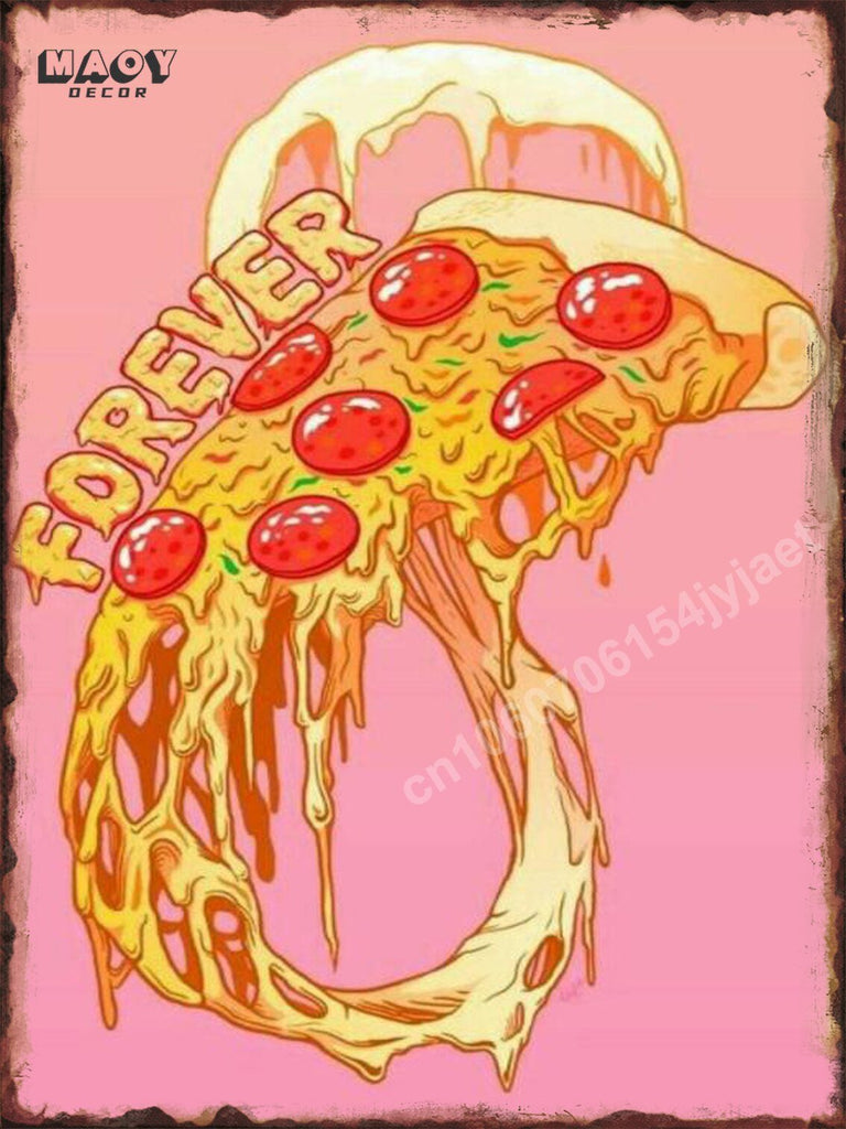 Neon Burger Pizza Metal Tin Sign Poster Painting Picture Art Wall Aesthetic Room Decor Home Decoration Print Metal Plates Mural - Geras Club 0