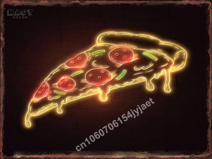Neon Burger Pizza Metal Tin Sign Poster Painting Picture Art Wall Aesthetic Room Decor Home Decoration Print Metal Plates Mural - Geras Club 0