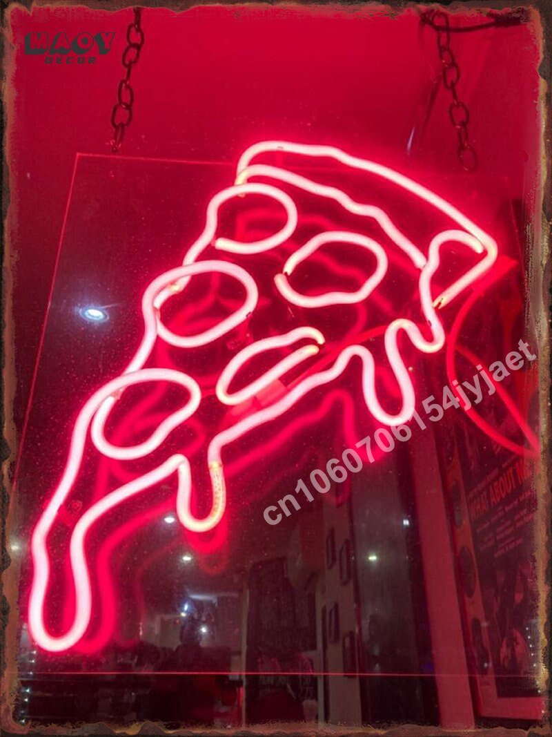 Neon Burger Pizza Metal Tin Sign Poster Painting Picture Art Wall Aesthetic Room Decor Home Decoration Print Metal Plates Mural - Geras Club 0