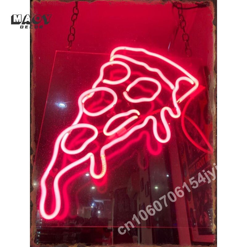 Neon Burger Pizza Metal Tin Sign Poster Painting Picture Art Wall Aesthetic Room Decor Home Decoration Print Metal Plates Mural - Geras Club 0