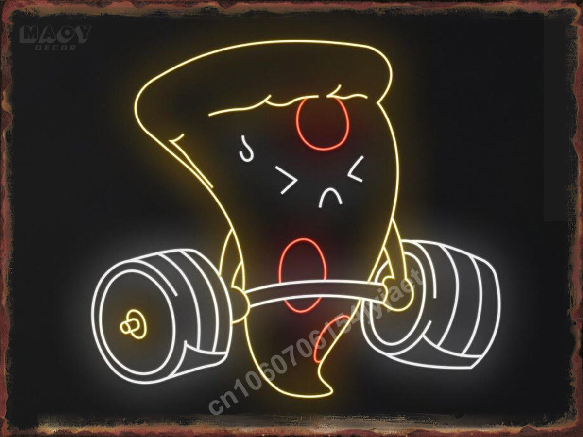 Neon Burger Pizza Metal Tin Sign Poster Painting Picture Art Wall Aesthetic Room Decor Home Decoration Print Metal Plates Mural - Geras Club 0