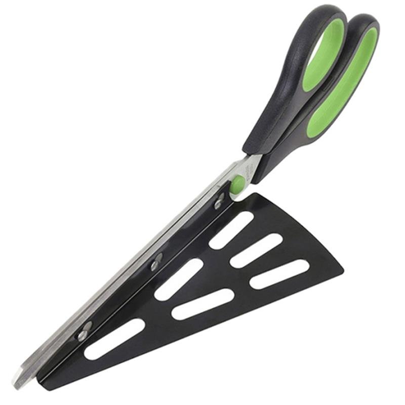 Pizza Scissors Knife Pizza Cutting Tool Stainless Steel Pizza Cutter Slicer Baking Tool Multi-Functional With Detachable Spatula - Geras Club 0