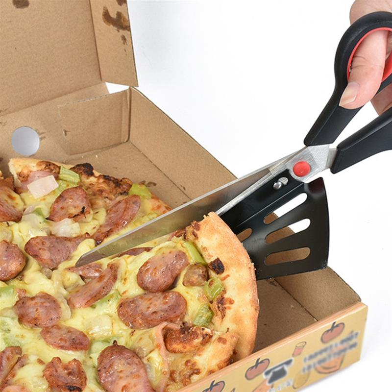 Pizza Scissors Knife Pizza Cutting Tool Stainless Steel Pizza Cutter Slicer Baking Tool Multi-Functional With Detachable Spatula - Geras Club 0