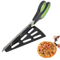 Pizza Scissors Knife Pizza Cutting Tool Stainless Steel Pizza Cutter Slicer Baking Tool Multi-Functional With Detachable Spatula - Geras Club 0