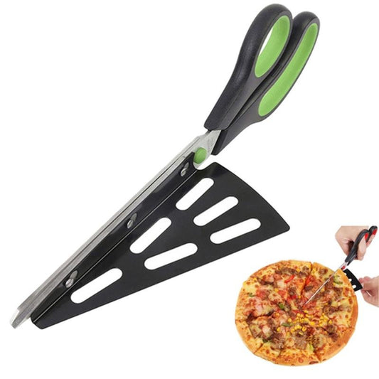 Pizza Scissors Knife Pizza Cutting Tool Stainless Steel Pizza Cutter Slicer Baking Tool Multi-Functional With Detachable Spatula - Geras Club 0