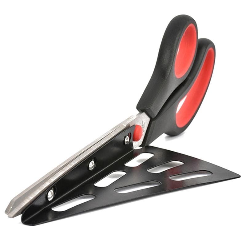 Pizza Scissors Knife Pizza Cutting Tool Stainless Steel Pizza Cutter Slicer Baking Tool Multi-Functional With Detachable Spatula - Geras Club 0