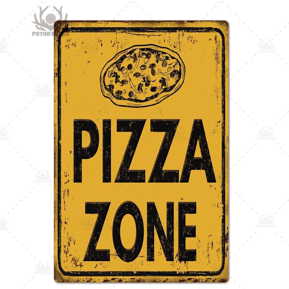 Putuo Decor Pizza Plaque Metal Vintage Tin Sign Retro Wall Art Poster for Cafe Bistro Restaurant Home Shop - Geras Club 0