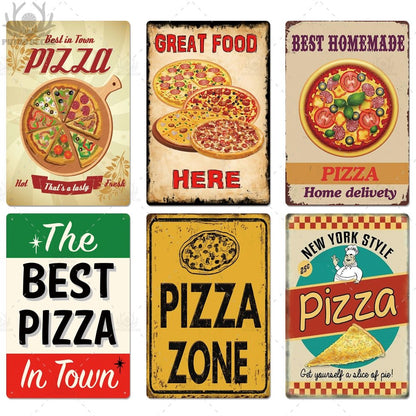 Putuo Decor Pizza Plaque Metal Vintage Tin Sign Retro Wall Art Poster for Cafe Bistro Restaurant Home Shop - Geras Club 0