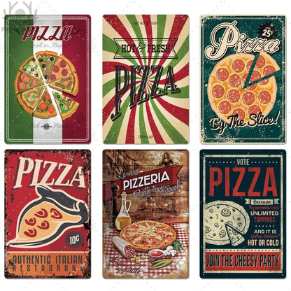 Putuo Decor Pizza Plaque Metal Vintage Tin Sign Retro Wall Art Poster for Cafe Bistro Restaurant Home Shop - Geras Club 0