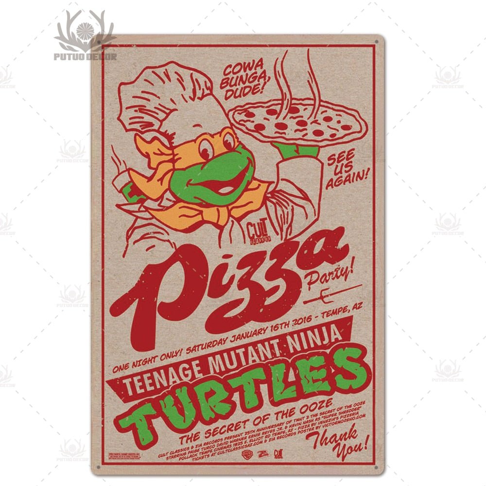Putuo Decor Pizza Plaque Metal Vintage Tin Sign Retro Wall Art Poster for Cafe Bistro Restaurant Home Shop - Geras Club 0