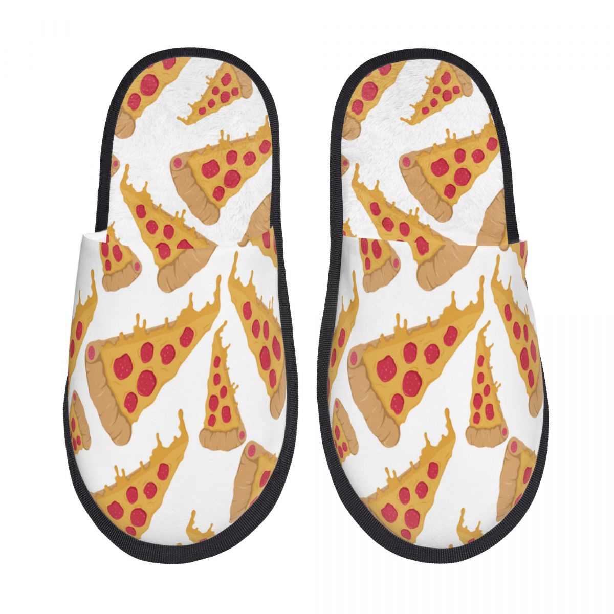 Winter Slipper Woman Man Fashion Fluffy Warm Slippers Slice Pizza House Slippers Funny Shoes - Geras Club 0