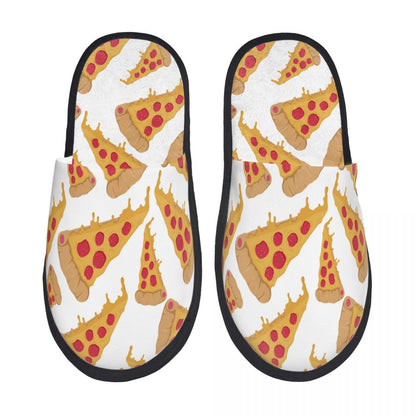 Winter Slipper Woman Man Fashion Fluffy Warm Slippers Slice Pizza House Slippers Funny Shoes - Geras Club 0
