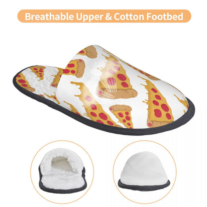 Winter Slipper Woman Man Fashion Fluffy Warm Slippers Slice Pizza House Slippers Funny Shoes - Geras Club 0
